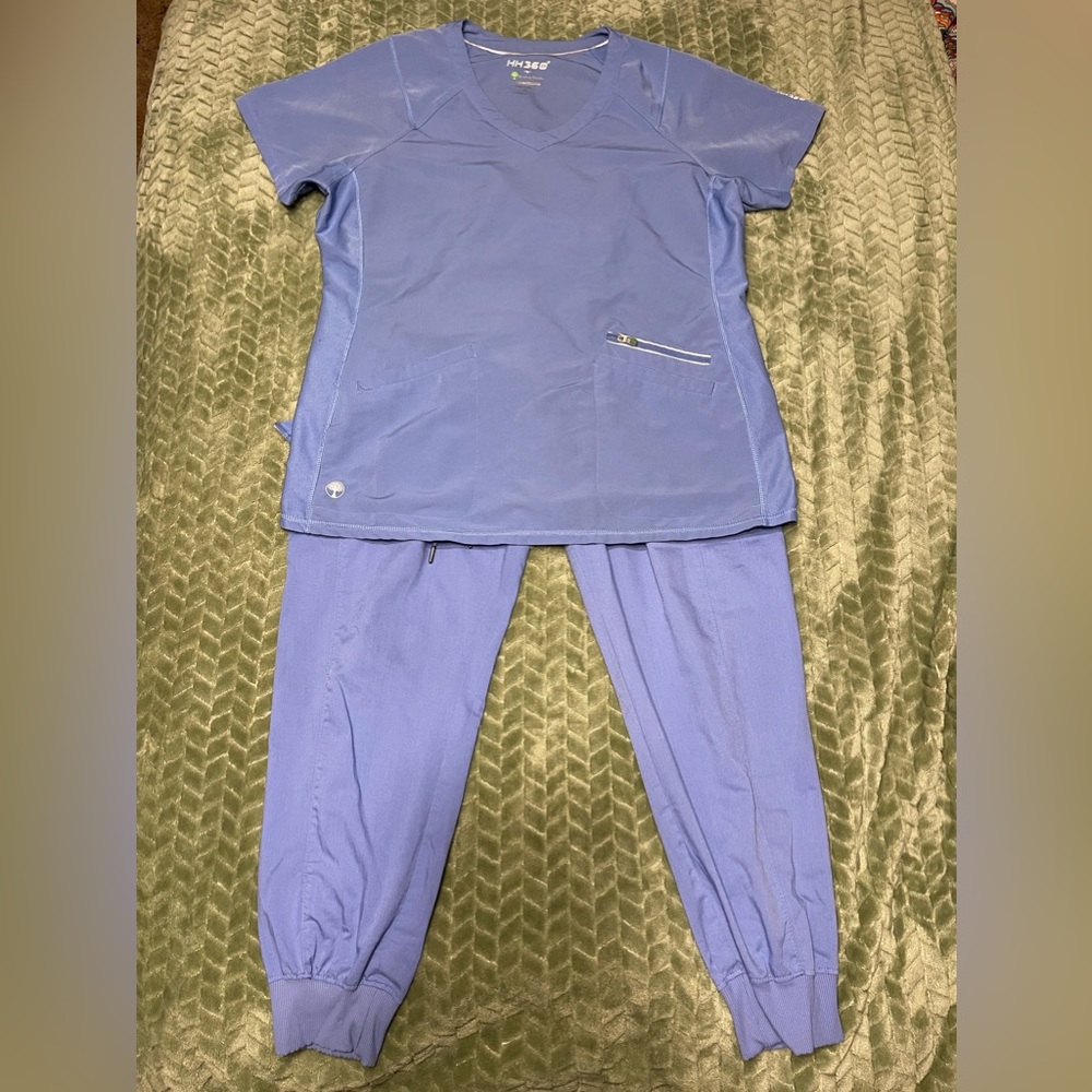 healing hands Periwinkle Scrub Top and Jogger Set